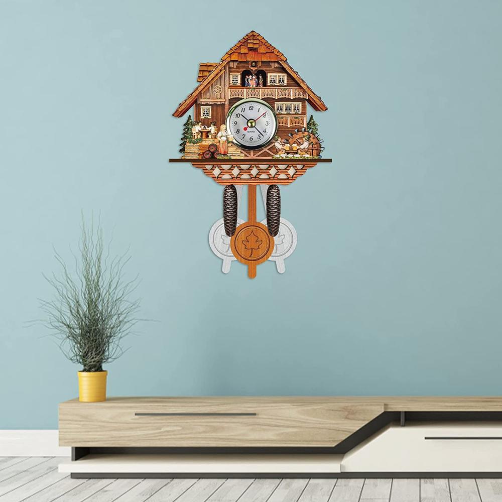 Home Decor Handcraft Retro Wooden Cuckoo Clocks Quartz Wall Clock