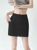 Syvent 12F018 Black Summer Sweat Skirt with Elastic Solid Mini Tight Available in 6 Colors Waist, Cotton, Skirt,