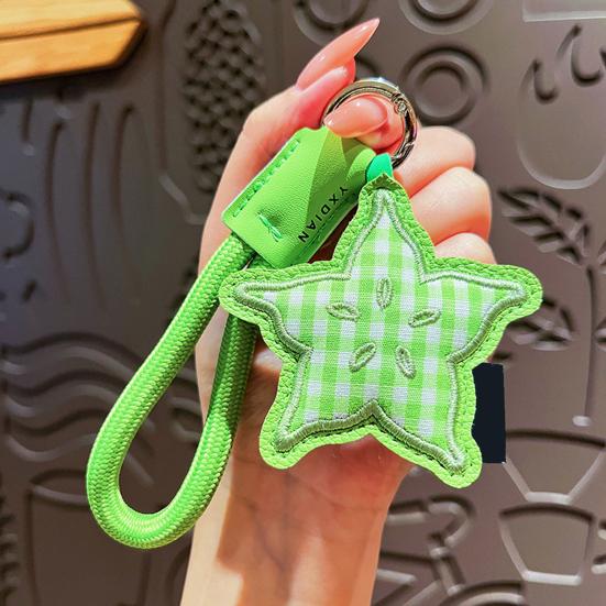Keychain Imitation Leather Strawberry Star Fruit Design Keychain Pendant with Lanyard Mobile Phone Bag Hanging Ornament