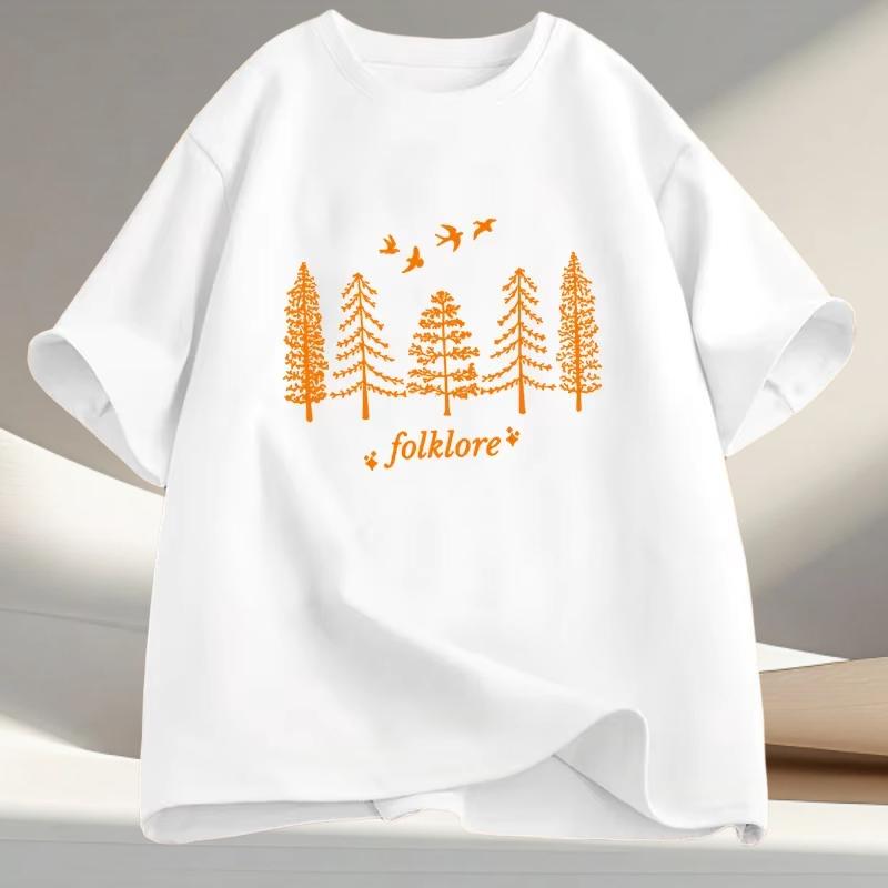 Vintage Folklore T Shirt Swiftie Eras Concert Tshirts Folklore Evermore Merch Tee Shirt Cotton Short Sleeve Womens Clothing S