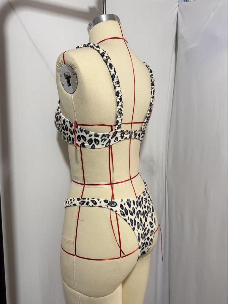 2026 Leopard Print Sexy Bikini Swimwear Set - Women's European & American Split Swimsuit