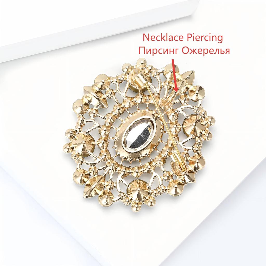 Elegant Rhinestones Imperial Court Brooches for Women Unisex Glass Pin Event Party New Year Gifts Decoration Clothes Accessories