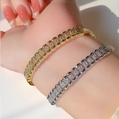 Full Diamond Bracelet Copper Plated 18K Zircon Bracelet Light Luxury High-end Design Jewelry