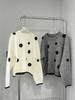 Women's Retro Polka Dot Fluffy Knit Sweater with Stand-Up Collar - Slimming Autumn/Winter Top