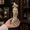Decorative Witch Hat Skull Skeleton Resin Figurine, Halloween Gothic Statue, Spooky Yard Lawn Secret Room Props Fantasy Ornament for Desk,
