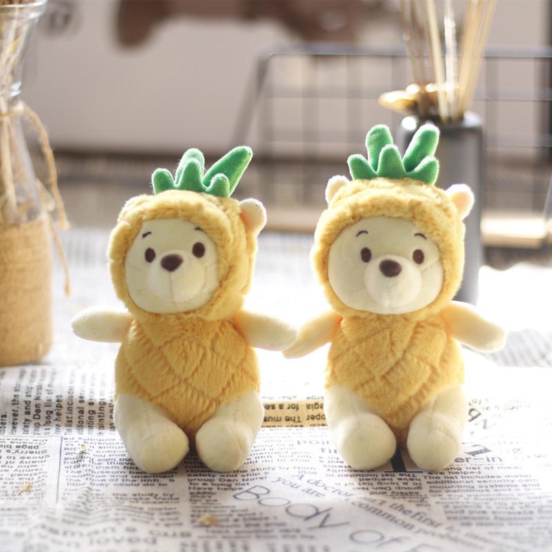 Adorable Pineapple Bear Plush Keychain Cute Short Plush Toy Bag Charm 13cm