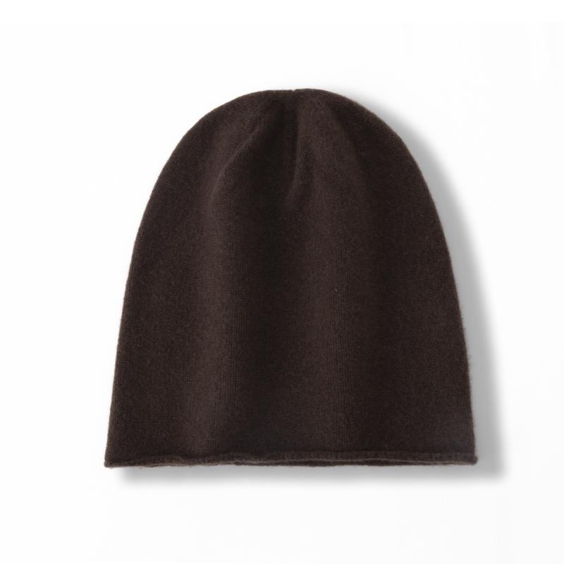 Damen 100% Reines Kaschmir Mütze Gerollter Rand Flauschige Textur Winter Warm Weich Slouchy Beanie Mütze Kaltwetter Accessoire