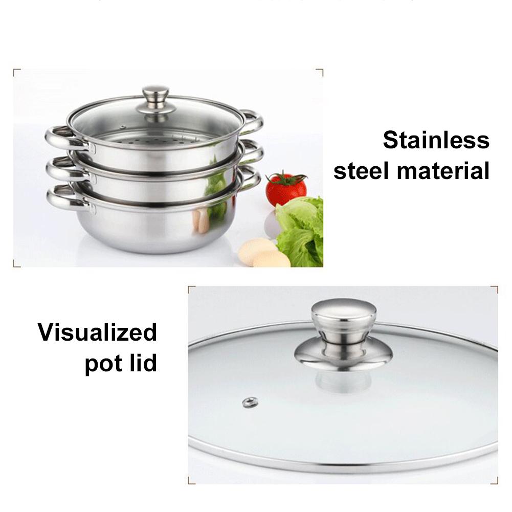3 Tier Steamer Pot for Cooking with Lid Stainless Steel Steam Pot Multipurpose Steamer for Vegetable Dumpling Stock Sauce Food