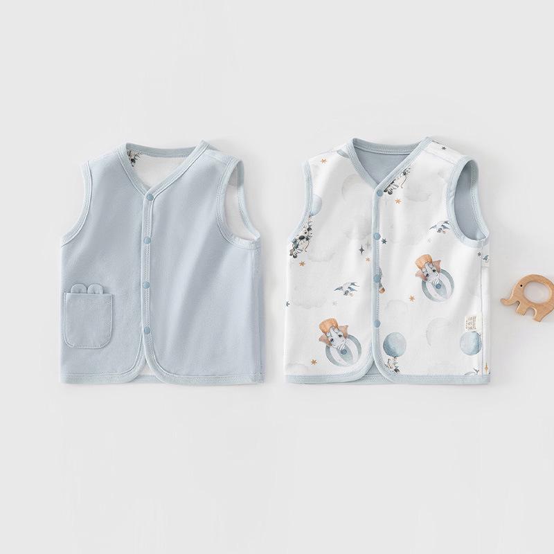 Reversible Newborn Cotton Vest: Double-Layer, Sleeveless, Spring/Autumn Style 100cm