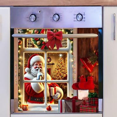 Santas Claus Window Side Double Sided Stickers Home Wall Stickers