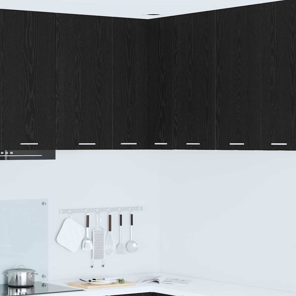 Hanging Corner Cabinet in Black Oak and White 57 x 57 x 80 cm