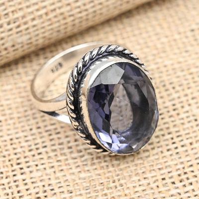 Wundervoller handgemachter Amethyst-Edelstein-Schmuckring aus 925er Sterlingsilber