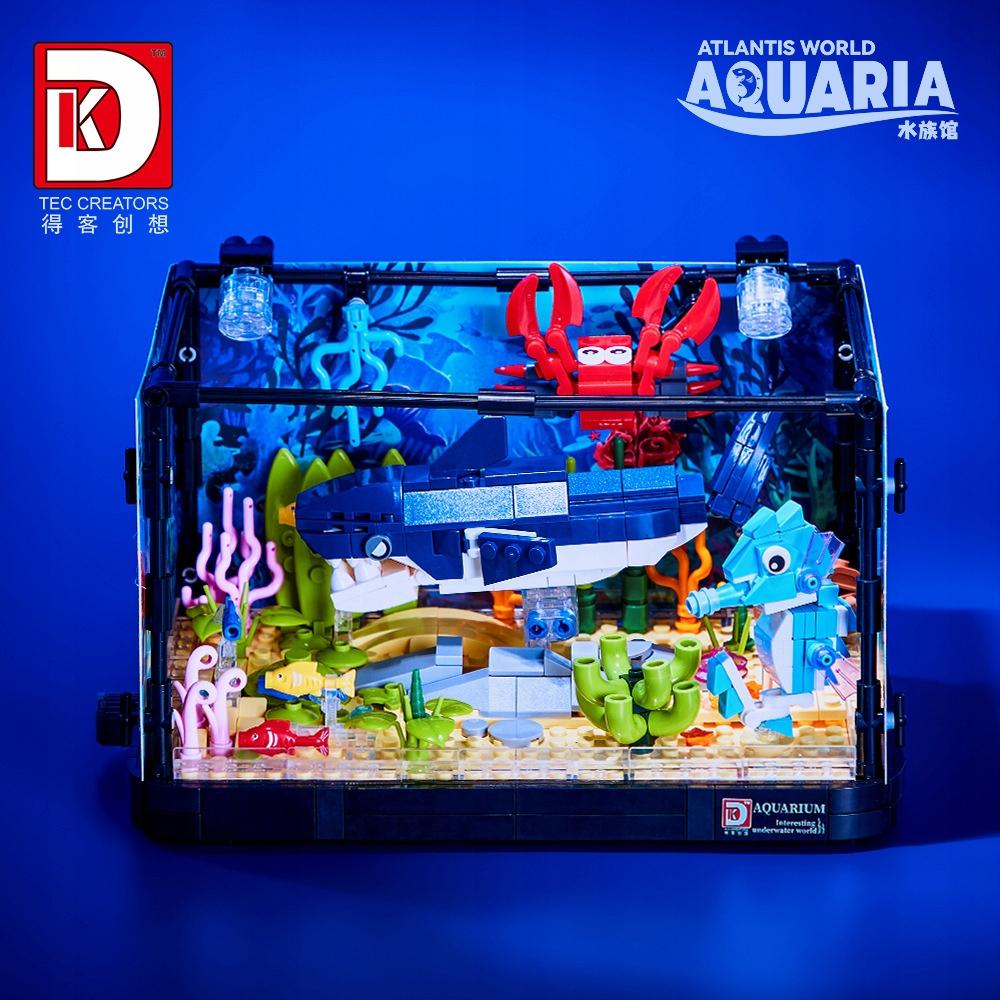 Aquarium Shark Crab Block Set With Fish Underwater World Led