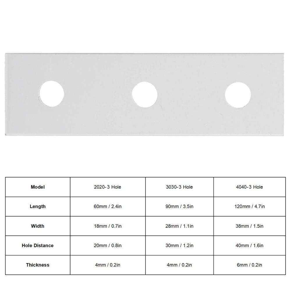 10 Stück für 2020 T/ 3030T-Nutprofil 3-Loch Verbindungsplatte Gerade Winkel Reparatur Befestigungswinkel Gerade Verbindungsplatte