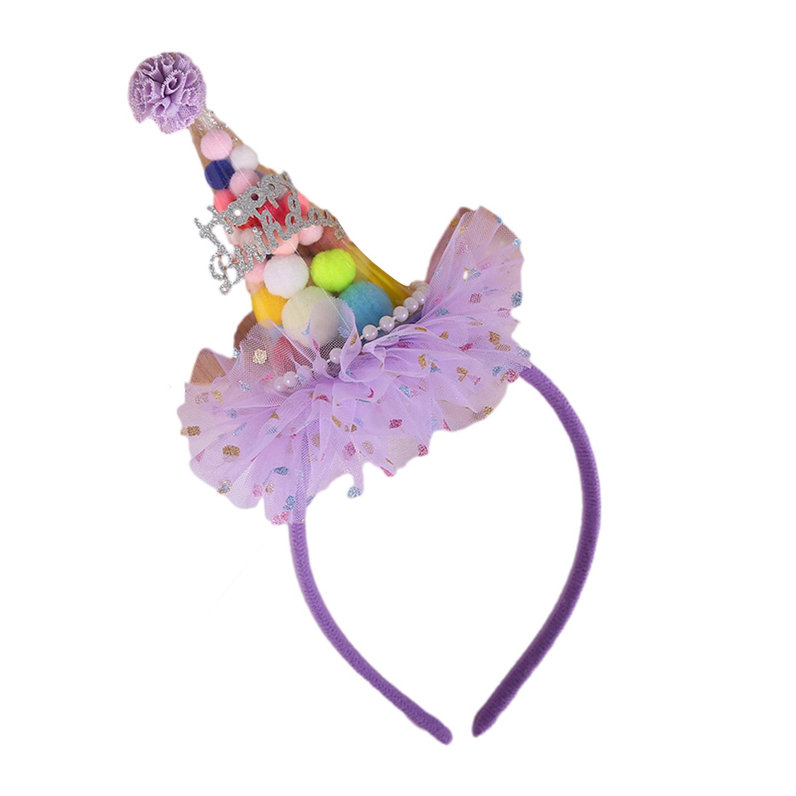 

Happy Birthday Hat Hairband for Adult Children Party Hat Birthday Party Decorative Headgear Photoshooting Props Headwear фиолетовый