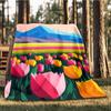 1pc Tulip Field Outdoor Flannel Blanket Soft All Season Polyester Throw , Perfect for Picnics & Travel , Picnic Accessory