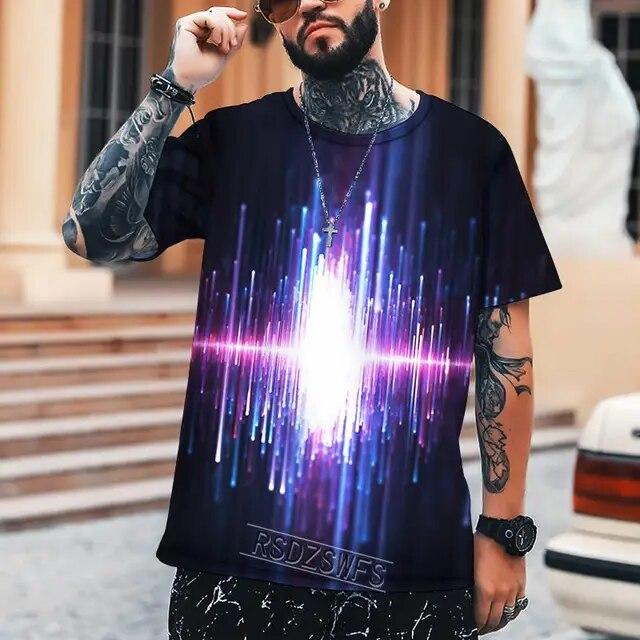 

Летняя мужская футболка в стиле ЭКГ, красная футболка с 3D принтом и круглым вырезом, высокое качество XXXXL