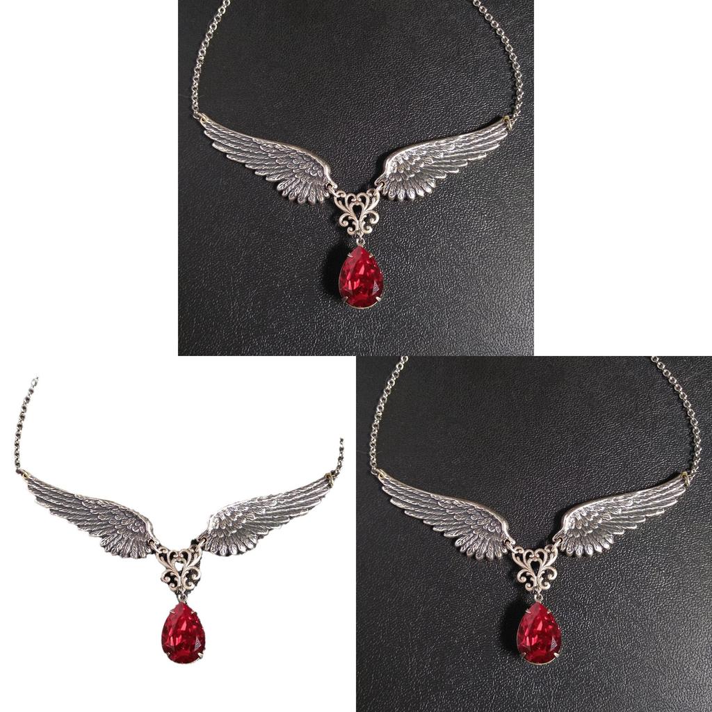 Gothic Angel Wing Necklace With Geometric Pendant For Fashion Ol Women