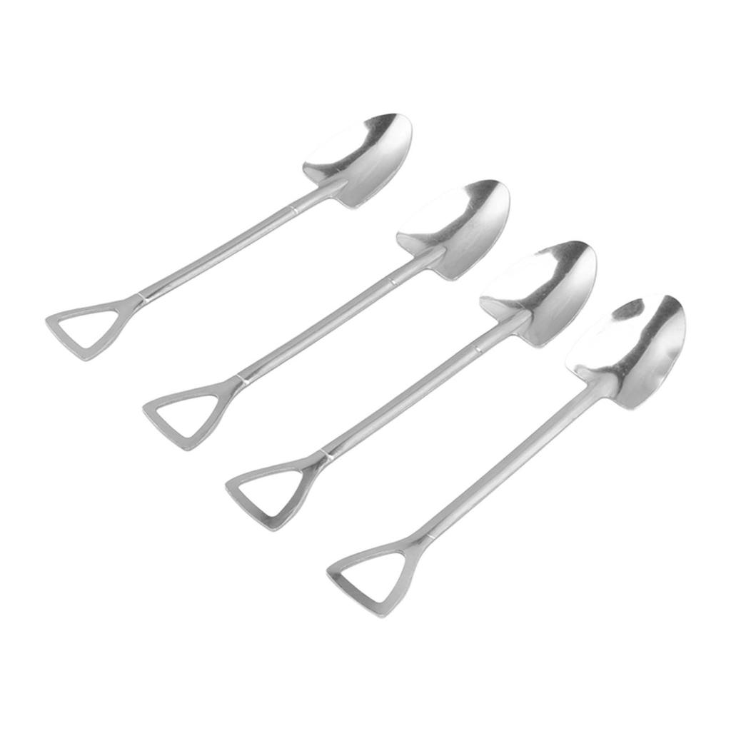 Stainless Steel Cute Shovel Spoon Innovative Food Grade Material Reusable Sugar Dessert Cake Spoon for Home Cafe