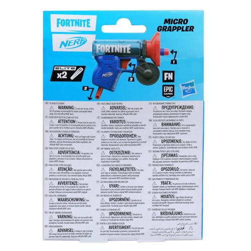 Hasbro Nerf Fortnite Microshot Micro Grappler Mini Dart-Firing Blaster with Fortnite Grappler Gear Design and 2 Official Nerf Elite Darts