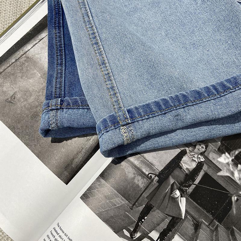 Plus-Size High-Waisted A-Line Casual Denim Shorts for Women - Summer Mid-Length Wide-Leg Shorts