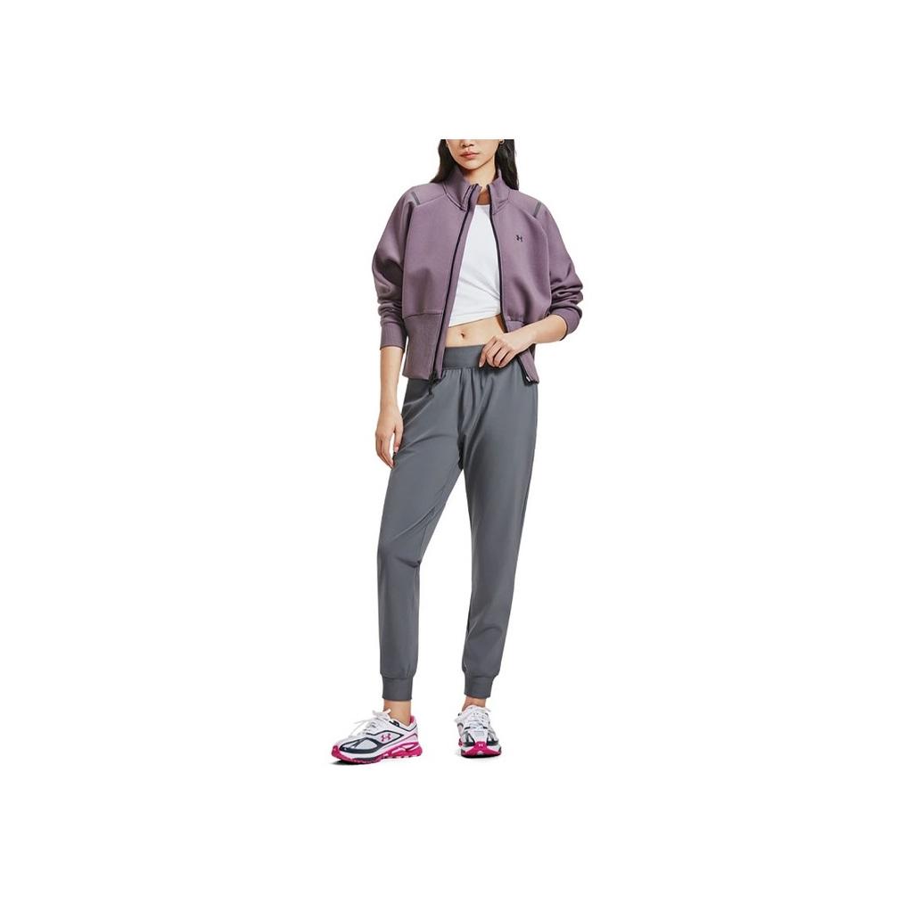 Under Armour Armoursport Solid Color Casual Woven High Waist Knitted Sports Pants Women Pants Rhino-Gray 1383315-025