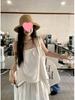 Elegant White Women's Summer 2026 Fashion: Ruffled Camisole & Wide-Leg Pants Skirt Set