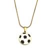 Fashion Soccer Football Pendant Necklace For Women Men Stainless Steel Gold Color Sports Style Enamel Simple Male Chain Jewelry