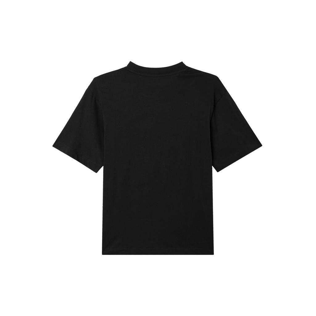 Puma American Retro Letter Logo Print Crew Neck Pullover Short Sleeve T-Shirt Women T-Shirts Black 676682-01