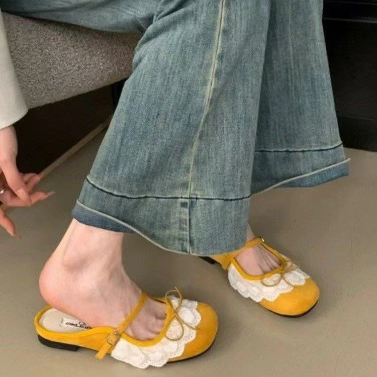 Hot Selling 2025 New Summer Fashion Lace Mules Women Slippers Casual Dress French style Singbacks Slides Ladies Slip On Shoes