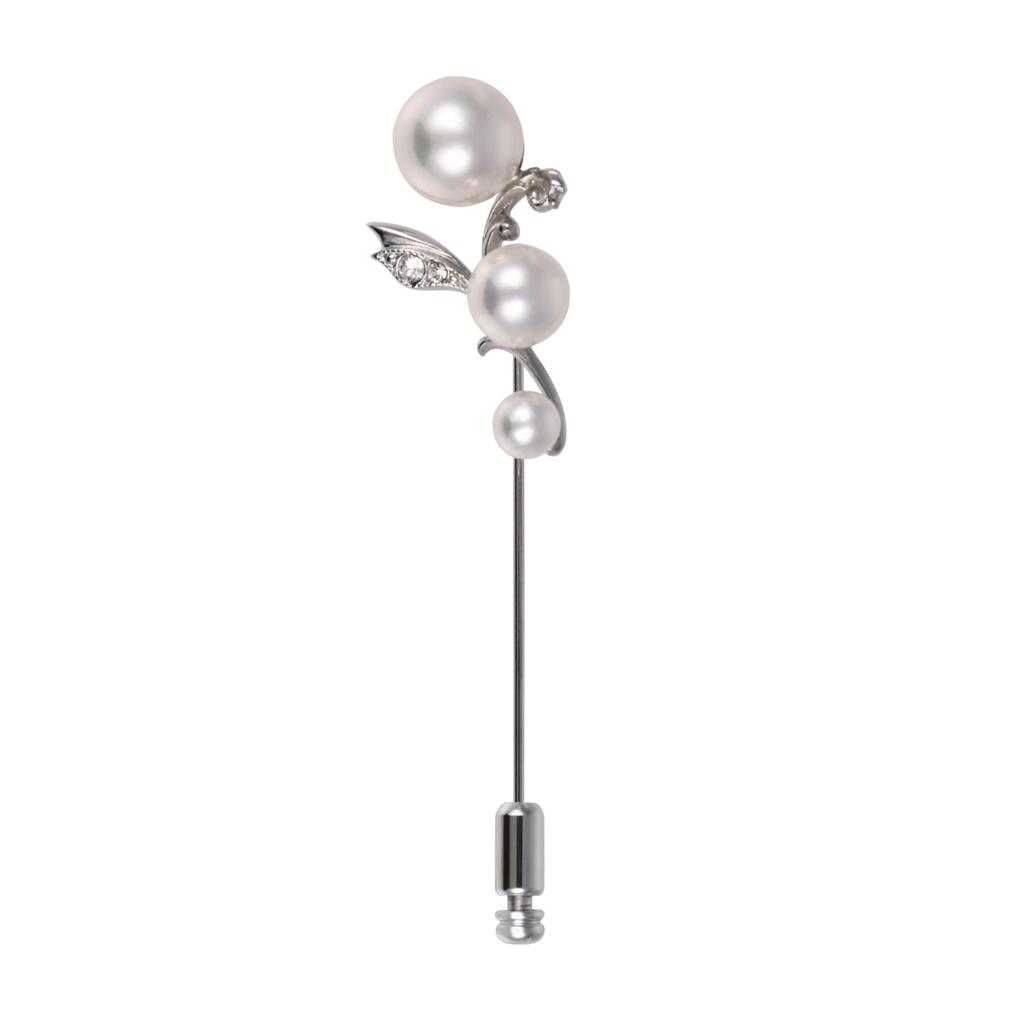 by Yumi Pearl Hat Pin Yumi Sienne Brooch Popular Formal Occasions Stylish Simple Made in Japan [Produced Katsura] Women's (White)
