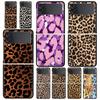 Phone Case for Samsung Galaxy Z Flip 3 4 5 6 7 Folding Shell For Samsung Z Flip4 Flip5 PC Hard Cover Sexy Trendy Leopard Print