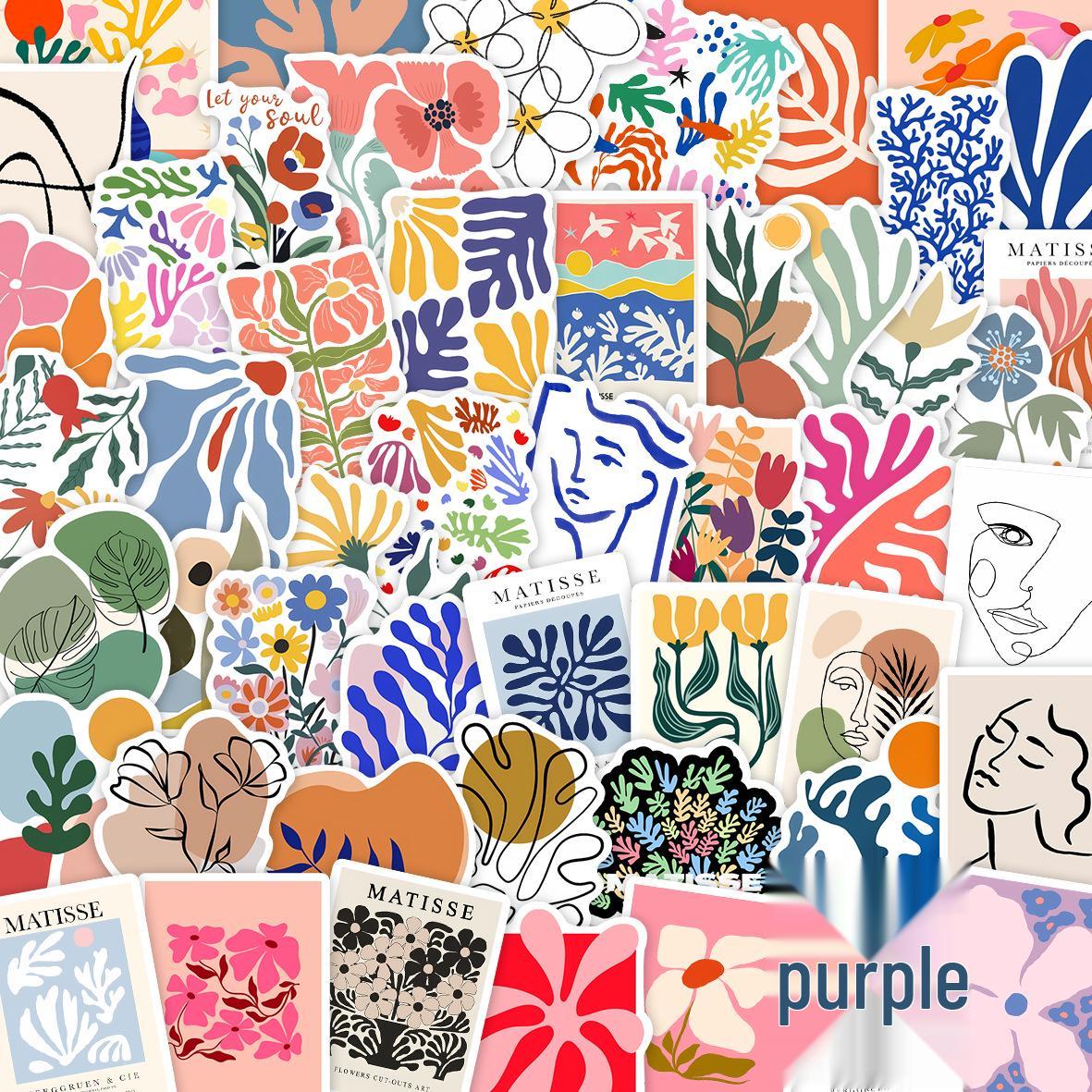 

50 Matisse-Style PVC Graffiti Stickers: Waterproof Decals for Notebooks, Luggage, and DIY Decoration