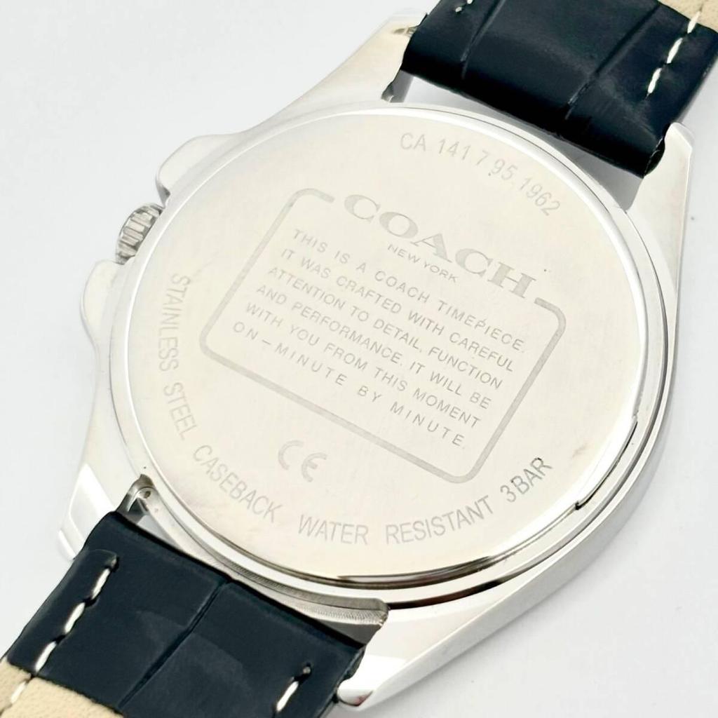 Used [Good Condition/New Battery] COACH Coach Signature Men's Watch Silver CA.141.7.95.1962 New Belt
