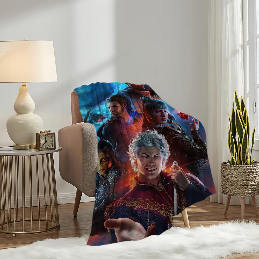 Game Blanket Plush Nap Sofa rug for Living Room B-Baldurs G-Gate 3 Warm Office Bedroom Birthday Home Travel Kid Gifts