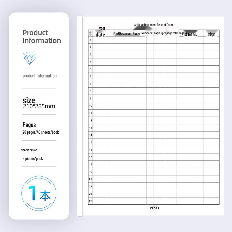 File & Document Signature Book: Archiving, Management, and Borrowing Record Log