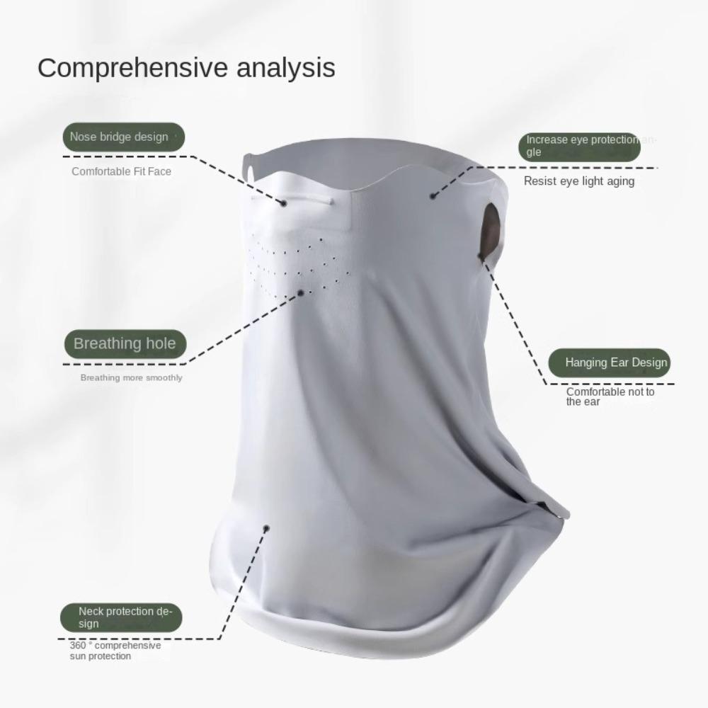 Detachable Face Mask Breathable Facial Gini New Ice Silk Sunscreen Mask  Summer