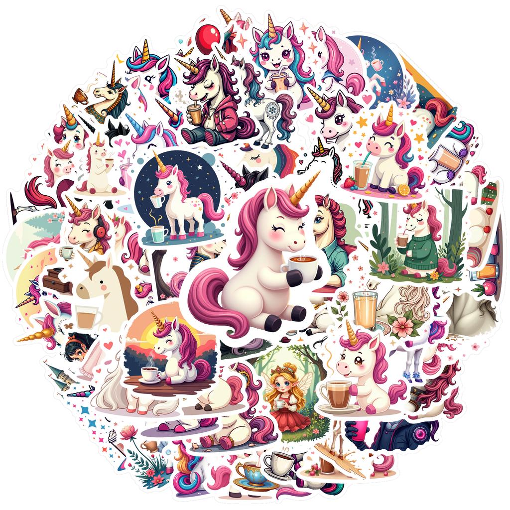 35-150pcs Unicorn Stickers Cute Pony Graffiti Sticker Kawaii Animal Stationery Sticker Decals Classroom Learning Rewards