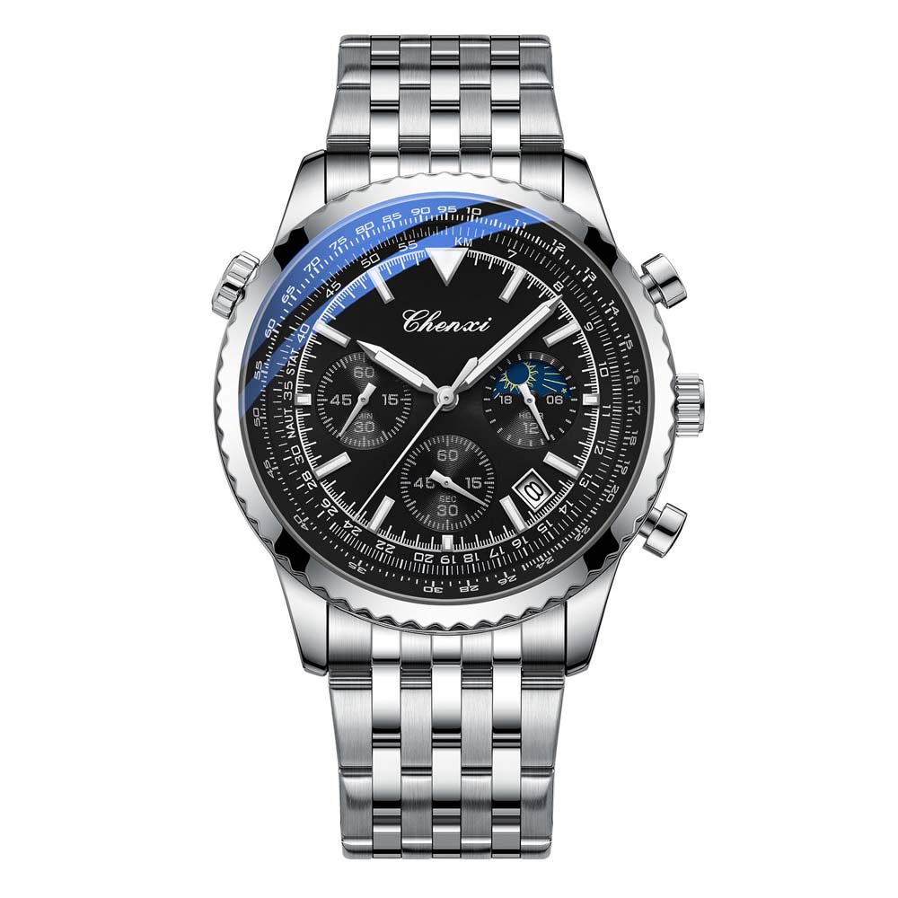 CHENXI Men's Watch Multifunction Classic Sport Quartz Moon Phase Chronograph Wristwatch Man Gifts Waterproof Reloj Hombre