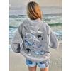 Women's American Style Ocean Print Hoodie - Autumn Winter Loose Fit