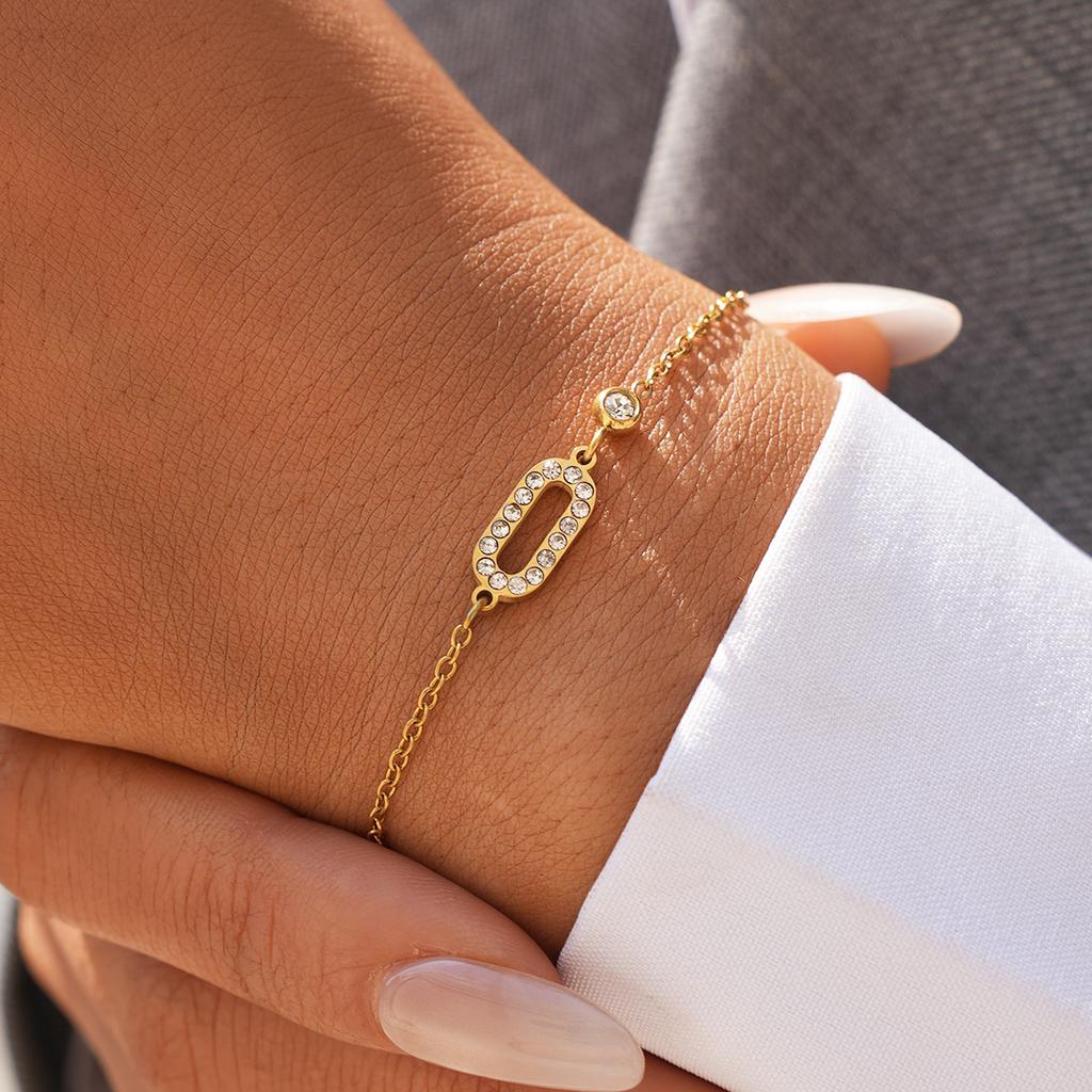Elegant Zircon Stainless Steel Bracelet For Women 18K Gold Plated Bracelets Luxury Designer Waterproof Jewelry Gifts For Her