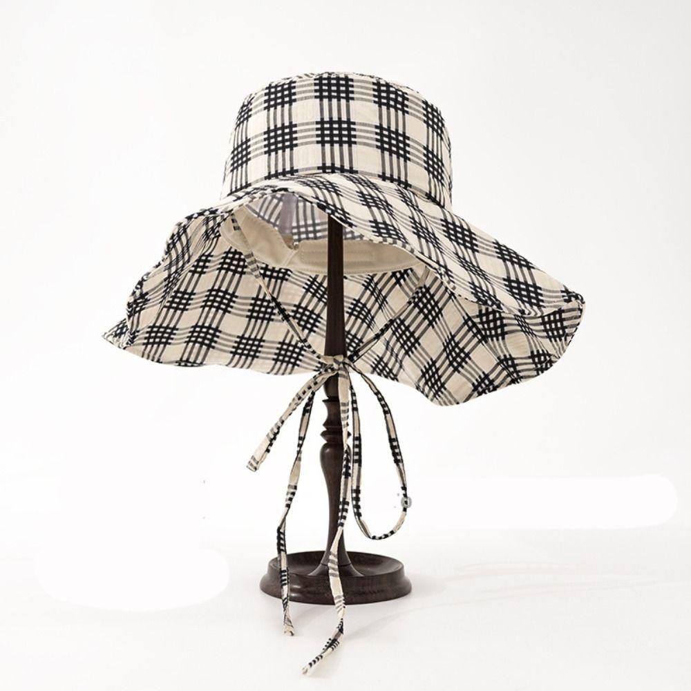 

Широкополая шляпа с клетчатым узором, простая шляпа рыбака в клетку для мужчин чёрный