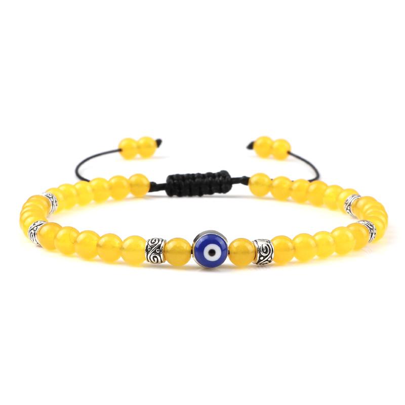 Lucky Evil Eye Bracelet Men Natural Stone 4mm Tiger Eye Lava Agates Beads Adjustable Braided Bracelets&Bangles Jewelry for Women
