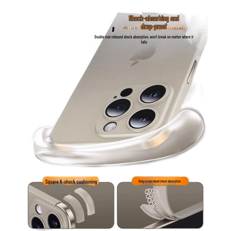 IPhone 16 Pro-ს ქეისი - თავსებადი iPhone 15-თან, ტიტანის ფერი, ულტრა თხელი, მქრქალი გამჭვირვალე, პრემიუმ შეგრძნება