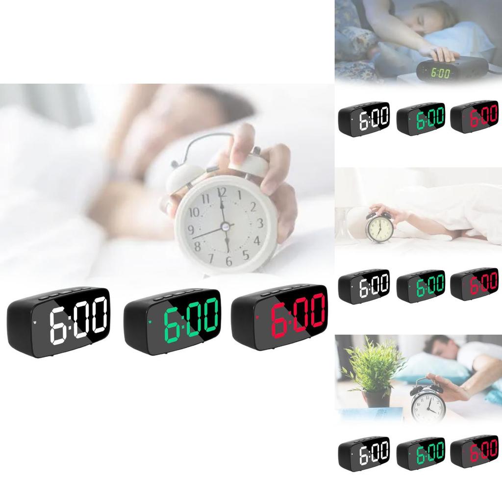 Design Led Electronic Clock With 24 Hour Display And Mirror Surface For Desk Decor