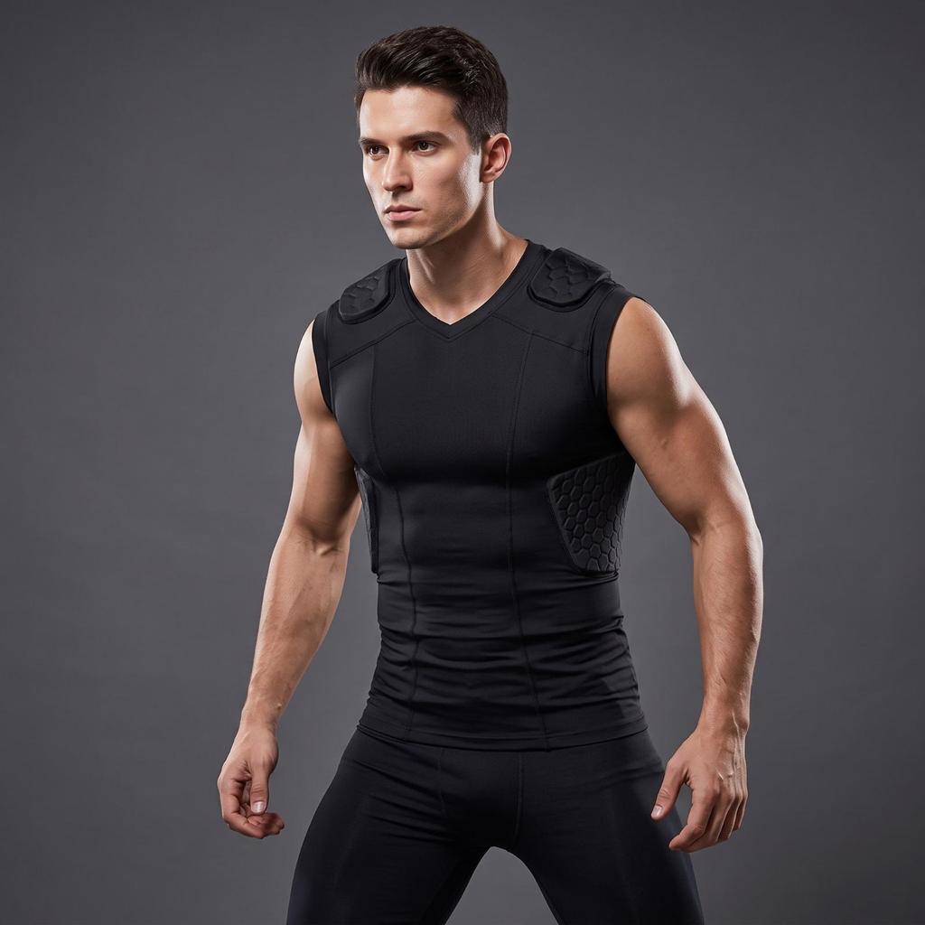 Sleeveless Padded Compression Vest Form-Fitting Safety Snug Shirt