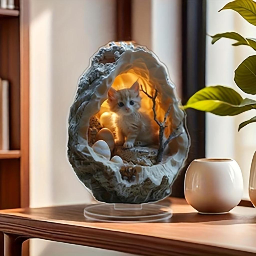 Cute Cat Pattern, 2D Flat Acrylic, Desktop Decoration, Suitable for Living Room, Bedroom, Gifts, Christmas, Halloween