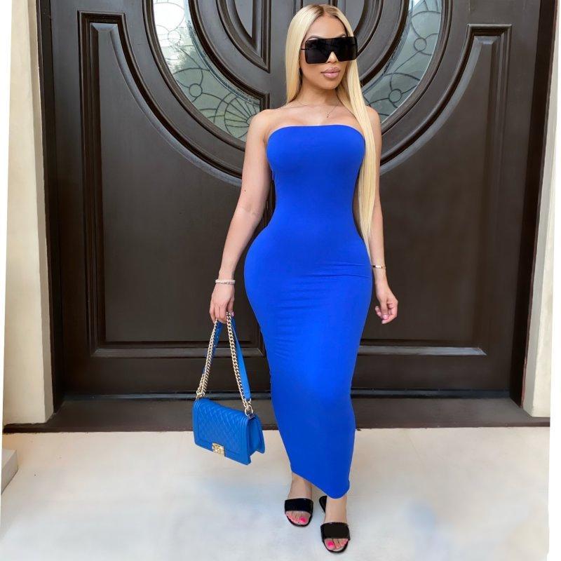Summer Women's Sexy Sleeveless Chest Wrapped Long Beach Dress Fashion Ladies Long Dresses
