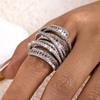 Full Diamond Crushed Ice Wrapped Cubic Zirconia Copper Ring for Women Bling Twisted Vine Sparkle Stackable Finger Jewelry