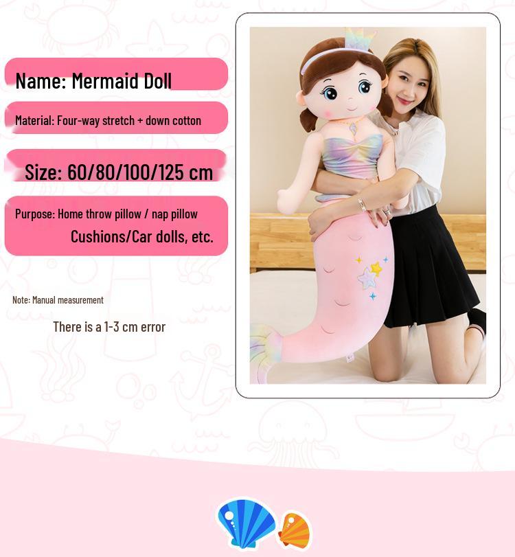 Mermaid Plush Doll Pillow - Aquarium Souvenir & Holiday Gift for Girls